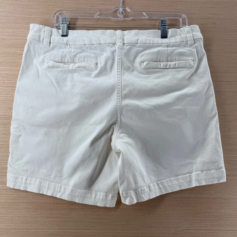 Market & Spruce Womens White Chino Shorts Size 12 Cotton Stretch Mid Rise Casual